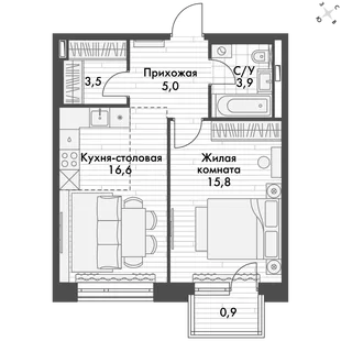 Квартира 2-комн. квартира, 45.7 м² ЖК «Философия» Фото 1 Квартира 2-комн. квартира, 45.7 м² ЖК «Философия» Фото 1