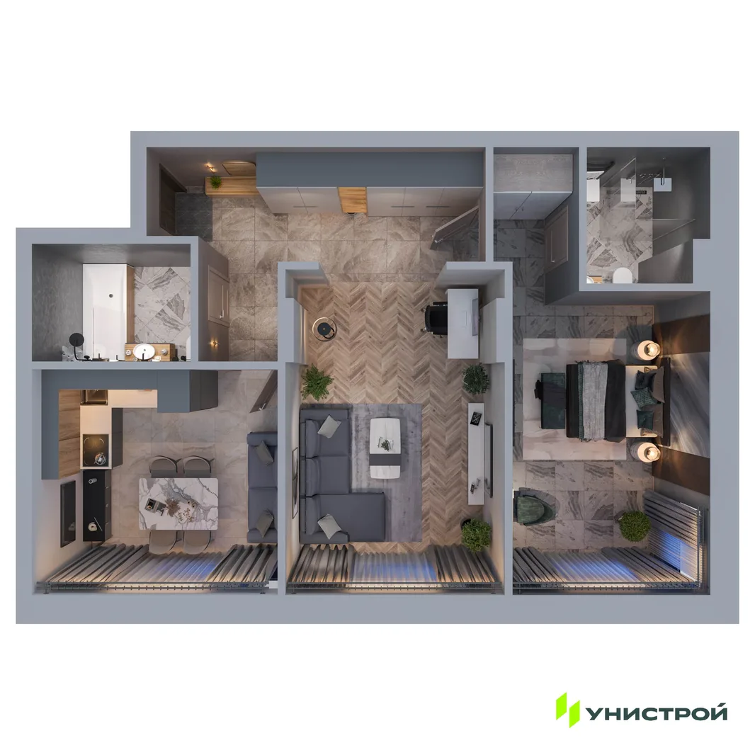 Планировка 2-комн. квартира, 65.62 м² ЖК «ART City»