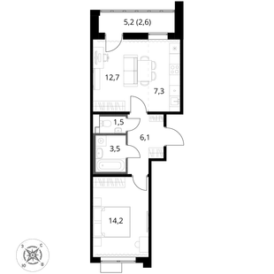 Квартира 2-комн. квартира, 47.9 м² ЖК «1-й Шереметьевский» Фото 1 Квартира 2-комн. квартира, 47.9 м² ЖК «1-й Шереметьевский» Фото 1
