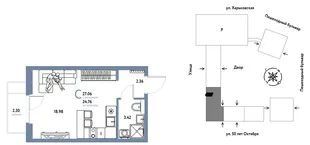 Планировка Студия, 27.06 м² ЖК «Сердце Сибири»