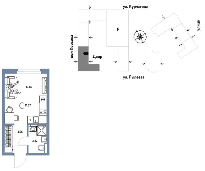 Планировка Студия, 21.37 м² ЖК «Остров-сад» Планировка Студия, 21.37 м² ЖК «Остров-сад»