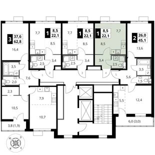 Квартира Студия, 22.1 м² ЖК «1-й Шереметьевский» Фото 2 Квартира Студия, 22.1 м² ЖК «1-й Шереметьевский» Фото 2