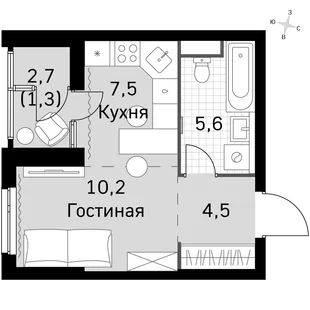 Квартира Студия, 27 м² ЖК «Sky Garden» Фото 1 Квартира Студия, 27 м² ЖК «Sky Garden» Фото 1