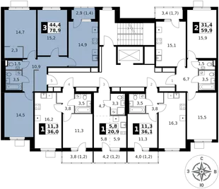 Квартира 3-комн. квартира, 78.9 м² ЖК «1-й Ясеневский» Фото 2 Квартира 3-комн. квартира, 78.9 м² ЖК «1-й Ясеневский» Фото 2