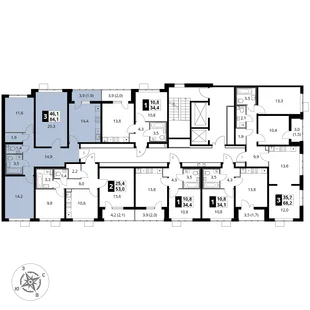 Квартира 3-комн. квартира, 84.1 м² ЖК «1-й Южный» Фото 2 Квартира 3-комн. квартира, 84.1 м² ЖК «1-й Южный» Фото 2