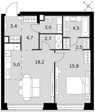Квартира 2-комн. квартира, 59.8 м² ЖК «Amber Сity» Фото 1 Квартира 2-комн. квартира, 59.8 м² ЖК «Amber Сity» Фото 1