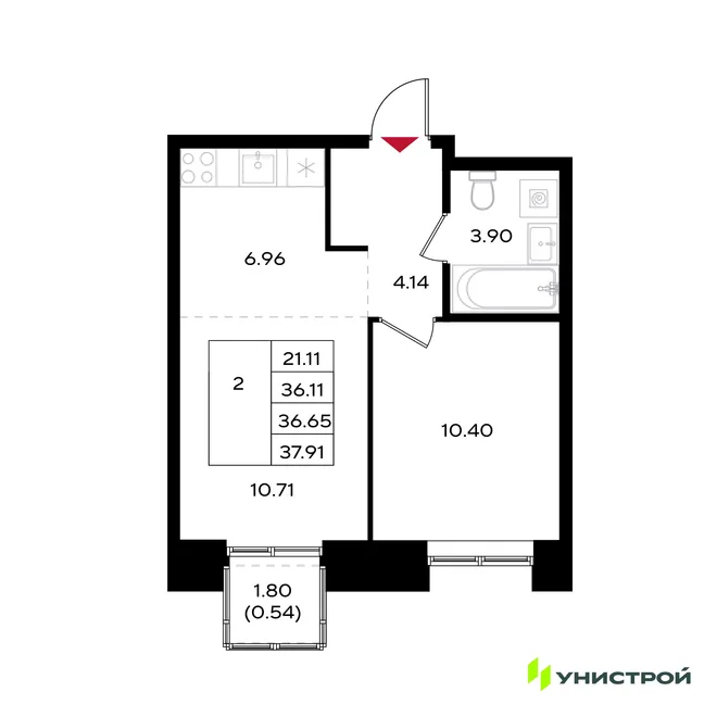 Планировка 2-комн. квартира, 36.6 м² ЖК «Уникум на Энгельса» Планировка 2-комн. квартира, 36.6 м² ЖК «Уникум на Энгельса»