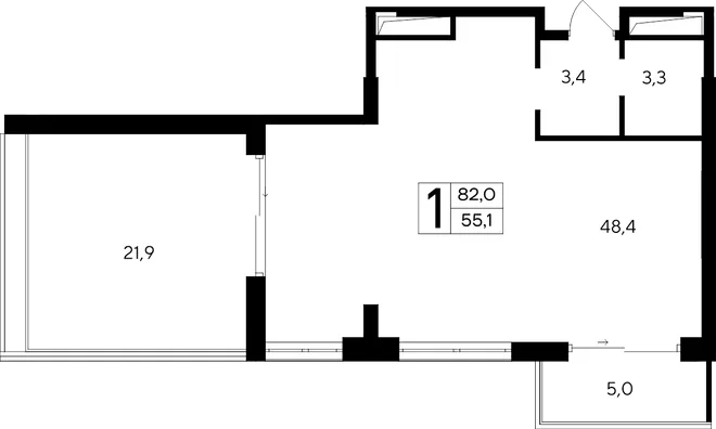 Планировка 1-комн. квартира, 82 м² Апарт-комплекс «Ривьера Евпатории» Планировка 1-комн. квартира, 82 м² Апарт-комплекс «Ривьера Евпатории»