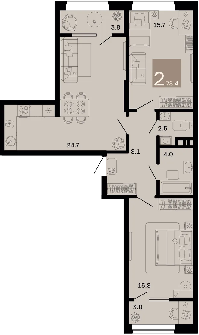 Планировка 2-комн. квартира, 78.4 м² ЖК «Хозяин морей» Планировка 2-комн. квартира, 78.4 м² ЖК «Хозяин морей»