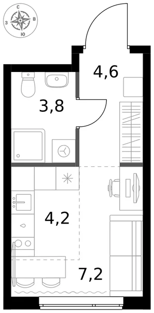 Квартира Студия, 19.8 м² ЖК «1-й Измайловский» Фото 1