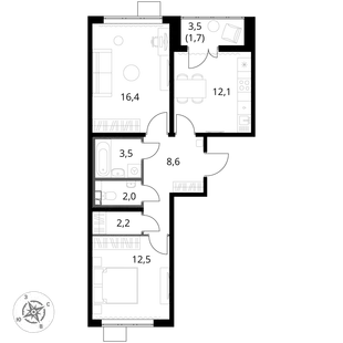 Квартира 2-комн. квартира, 59 м² ЖК «1-й Южный» Фото 1 Квартира 2-комн. квартира, 59 м² ЖК «1-й Южный» Фото 1