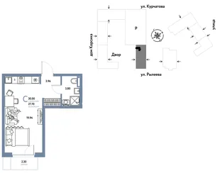 Планировка Студия, 29.96 м² ЖК «Остров-сад»