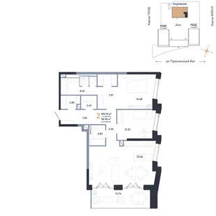Планировка 2-комн. квартира, 109.7 м² ЖК «Репаблик»