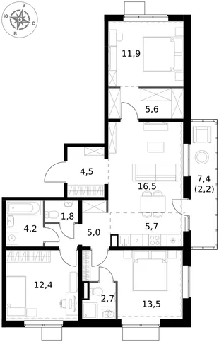 Квартира 4-комн. квартира, 86 м² ЖК «1-й Ясеневский» Фото 1 Квартира 4-комн. квартира, 86 м² ЖК «1-й Ясеневский» Фото 1