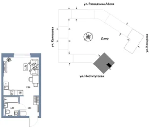 Планировка Студия, 27.02 м² ЖК «Страна.Парковая»