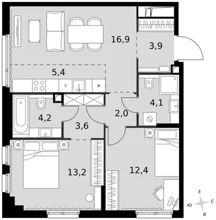 Квартира 3-комн. квартира, 65.7 м² ЖК «Sydney City» Фото 1 Квартира 3-комн. квартира, 65.7 м² ЖК «Sydney City» Фото 1