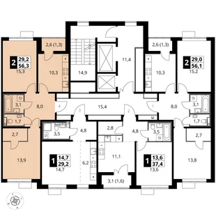 Квартира 2-комн. квартира, 56.3 м² ЖК «1-й Южный» Фото 2 Квартира 2-комн. квартира, 56.3 м² ЖК «1-й Южный» Фото 2