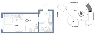 Планировка Студия, 30.85 м² ЖК «Сибирский сад»