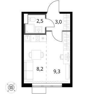 Квартира Студия, 23 м² ЖК «1-й Шереметьевский» Фото 1
