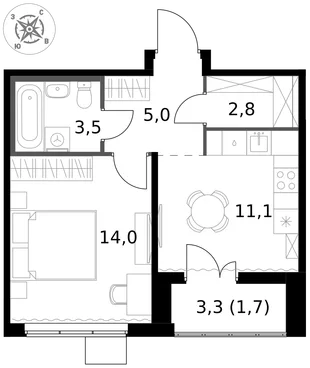 Квартира 1-комн. квартира, 38.1 м² ЖК «1-й Южный» Фото 1 Квартира 1-комн. квартира, 38.1 м² ЖК «1-й Южный» Фото 1