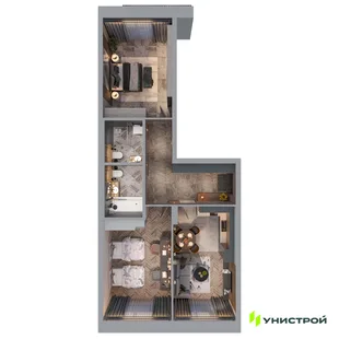 Планировка 2-комн. квартира, 64.55 м² ЖК «Statum»