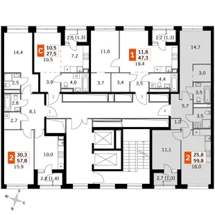 Квартира 2-комн. квартира, 59.8 м² ЖК «Sky Garden» Фото 2 Квартира 2-комн. квартира, 59.8 м² ЖК «Sky Garden» Фото 2
