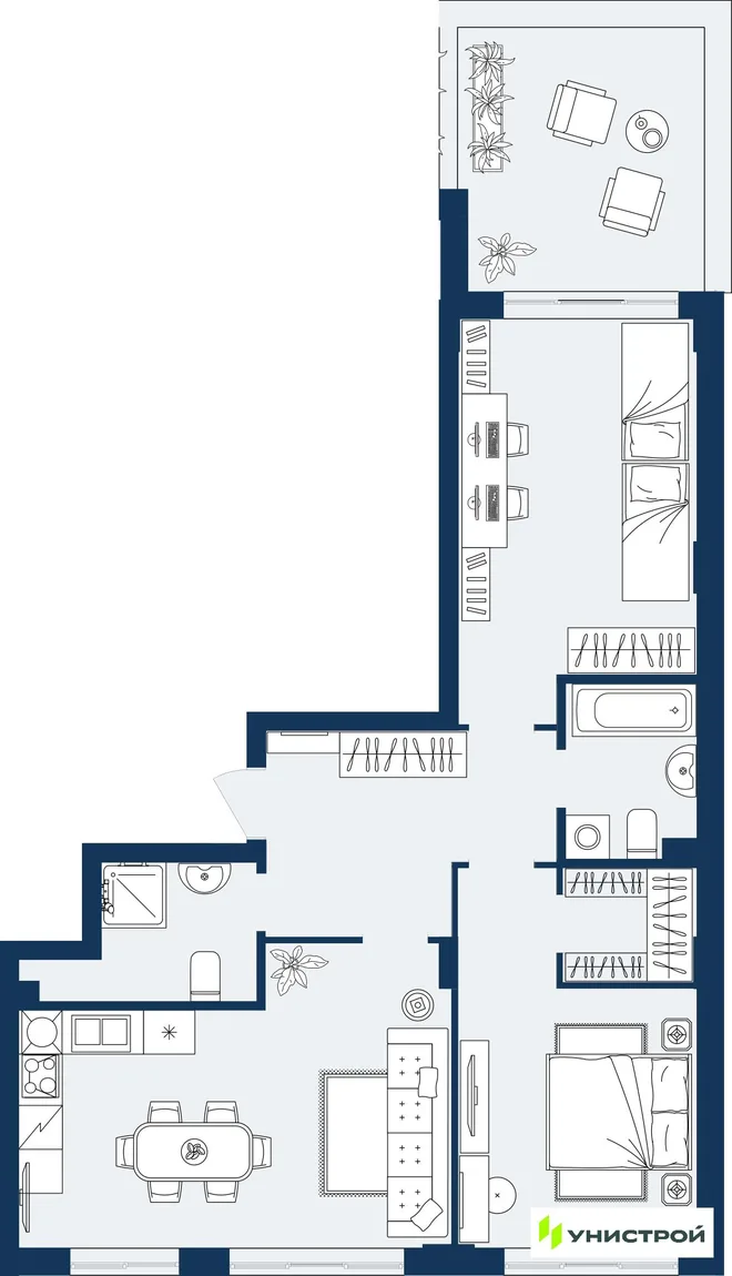 Планировка 2-комн. квартира, 77.28 м² ЖК «ГРАНД БЕРЕГ» Планировка 2-комн. квартира, 77.28 м² ЖК «ГРАНД БЕРЕГ»
