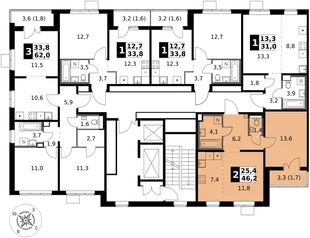 Квартира 2-комн. квартира, 46.2 м² ЖК «1-й Южный» Фото 2 Квартира 2-комн. квартира, 46.2 м² ЖК «1-й Южный» Фото 2