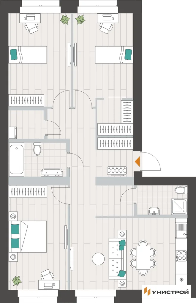 Планировка 3-комн. квартира, 95.38 м² ЖК «Аквамарин» Планировка 3-комн. квартира, 95.38 м² ЖК «Аквамарин»
