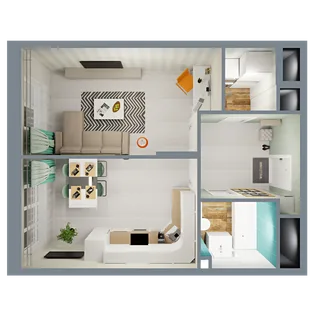 Планировка 1-комн. квартира, 39.17 м² ЖК «Город природы»