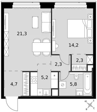 Квартира 2-комн. квартира, 55.8 м² ЖК «Amber Сity» Фото 1 Квартира 2-комн. квартира, 55.8 м² ЖК «Amber Сity» Фото 1