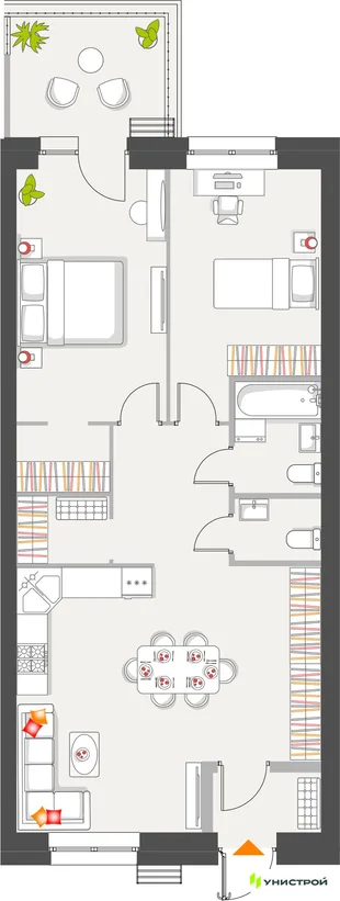 Планировка 2-комн. квартира, 80 м² ЖК «Атмосфера»