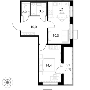 Квартира 2-комн. квартира, 49.5 м² ЖК «1-й Шереметьевский» Фото 1 Квартира 2-комн. квартира, 49.5 м² ЖК «1-й Шереметьевский» Фото 1