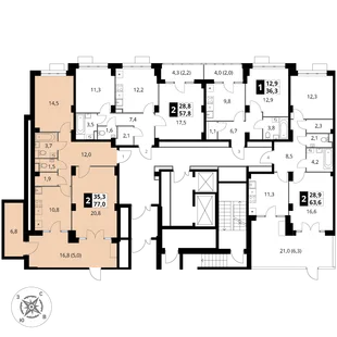 Квартира 2-комн. квартира, 76.5 м² ЖК «Южная Битца» Фото 1 Квартира 2-комн. квартира, 76.5 м² ЖК «Южная Битца» Фото 1
