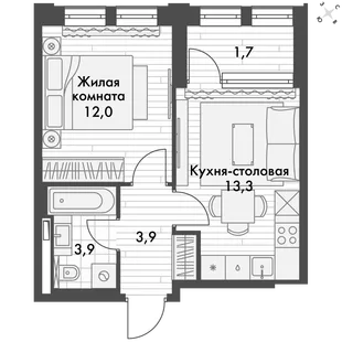 Квартира 1-комн. квартира, 35.1 м² ЖК «Философия» Фото 1 Квартира 1-комн. квартира, 35.1 м² ЖК «Философия» Фото 1