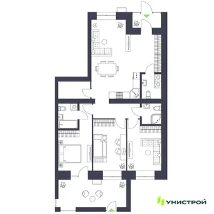 Планировка 3-комн. квартира, 99.47 м² ЖК «Царёво City»