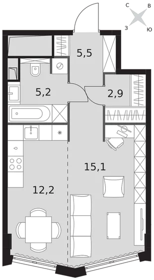 Квартира Студия, 40.9 м² ЖК «Sydney City» Фото 1 Квартира Студия, 40.9 м² ЖК «Sydney City» Фото 1