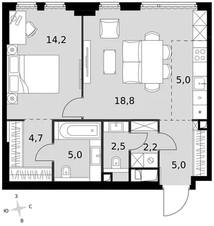 Квартира 2-комн. квартира, 57.4 м² ЖК «Sydney City» Фото 1 Квартира 2-комн. квартира, 57.4 м² ЖК «Sydney City» Фото 1