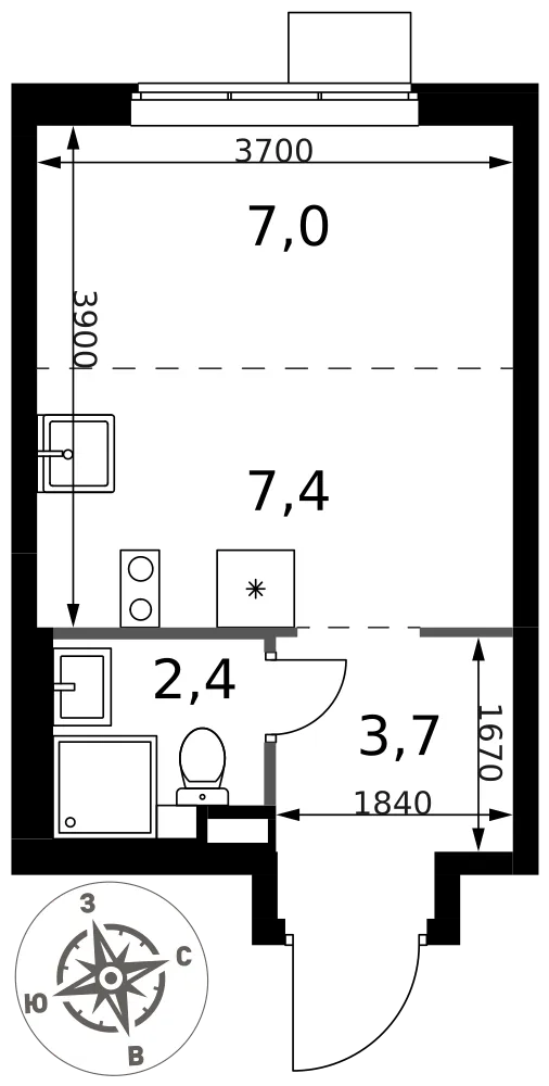 Планировка Студия, 20.5 м² ЖК «1-й Химкинский» Планировка Студия, 20.5 м² ЖК «1-й Химкинский»
