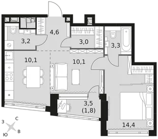 Квартира 2-комн. квартира, 50.5 м² ЖК «Rotterdam» Фото 1 Квартира 2-комн. квартира, 50.5 м² ЖК «Rotterdam» Фото 1