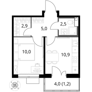 Квартира 1-комн. квартира, 32.5 м² ЖК «1-й Шереметьевский» Фото 1 Квартира 1-комн. квартира, 32.5 м² ЖК «1-й Шереметьевский» Фото 1