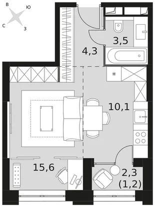 Квартира 1-комн. квартира, 34.7 м² ЖК «Sydney City» Фото 1 Квартира 1-комн. квартира, 34.7 м² ЖК «Sydney City» Фото 1