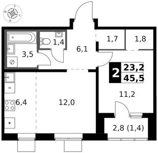 Квартира 2-комн. квартира, 46.6 м² ЖК «1-й Ясеневский» Фото 1 Квартира 2-комн. квартира, 46.6 м² ЖК «1-й Ясеневский» Фото 1