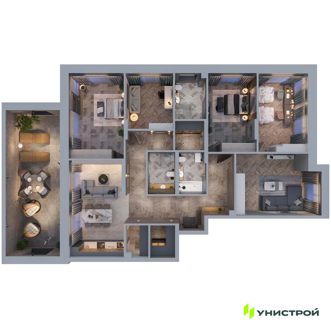 Планировка 5-комн. квартира, 155.78 м² ЖК «ART City»