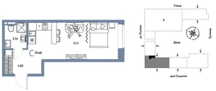 Планировка Студия, 29.68 м² ЖК «Остров-сад»