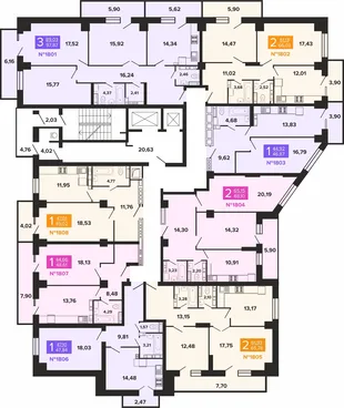Квартира 2-комн. квартира, 68.1 м² ЖК «Художники» Фото 2