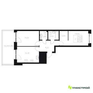 Планировка 2-комн. квартира, 67.94 м² ЖК «Statum»