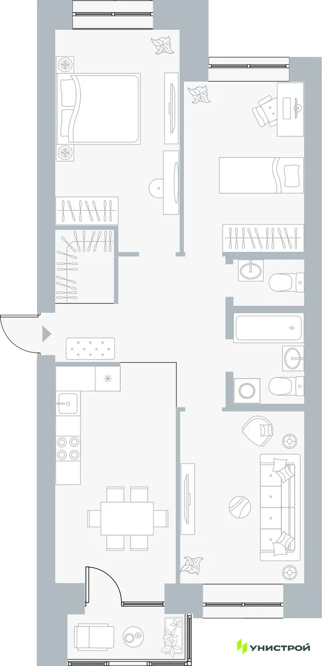 Планировка 3-комн. квартира, 75.35 м² ЖК «Причал» Планировка 3-комн. квартира, 75.35 м² ЖК «Причал»