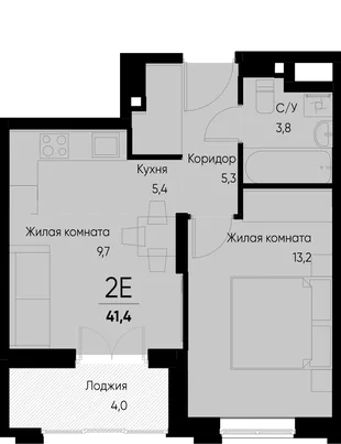 Планировка 2-комн. квартира, 41.4 м² ЖК «Васильевский остров»