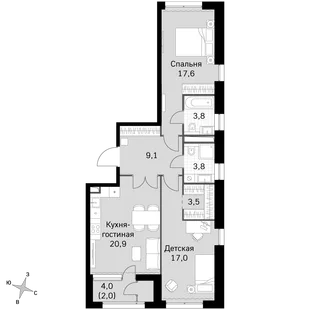 Квартира 2-комн. квартира, 77.7 м² ЖК «Sky Garden» Фото 1 Квартира 2-комн. квартира, 77.7 м² ЖК «Sky Garden» Фото 1